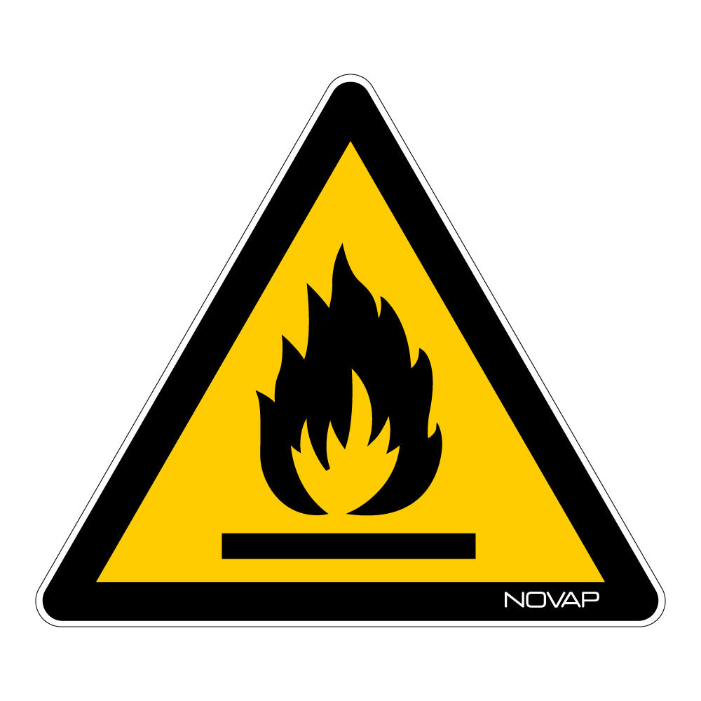 Panneau danger matières inflammables rigide triangle 300 mm NOVAP 4200033