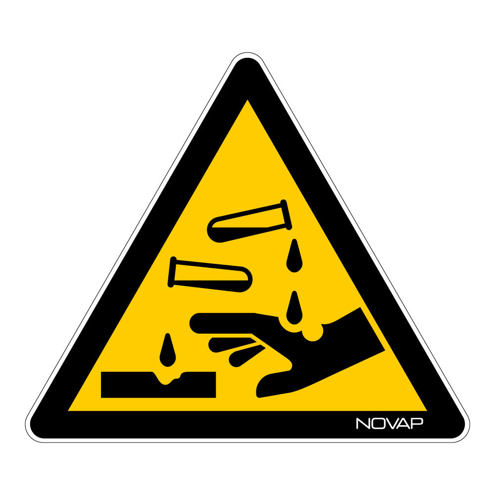 Panneau danger substances corrosives rigide triangle 100 mm NOVAP 4180052