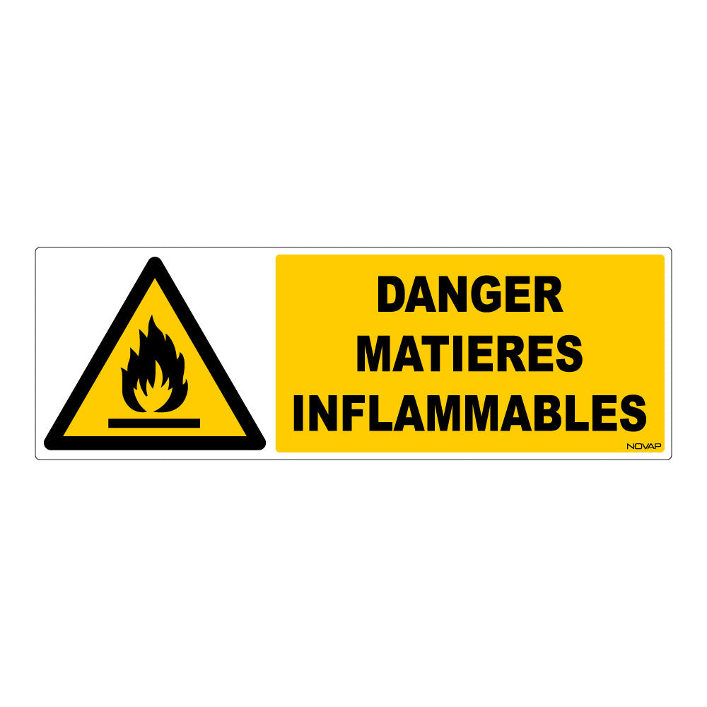 Panneau danger matières inflammables rigide 450 x 150 mm NOVAP 4030708