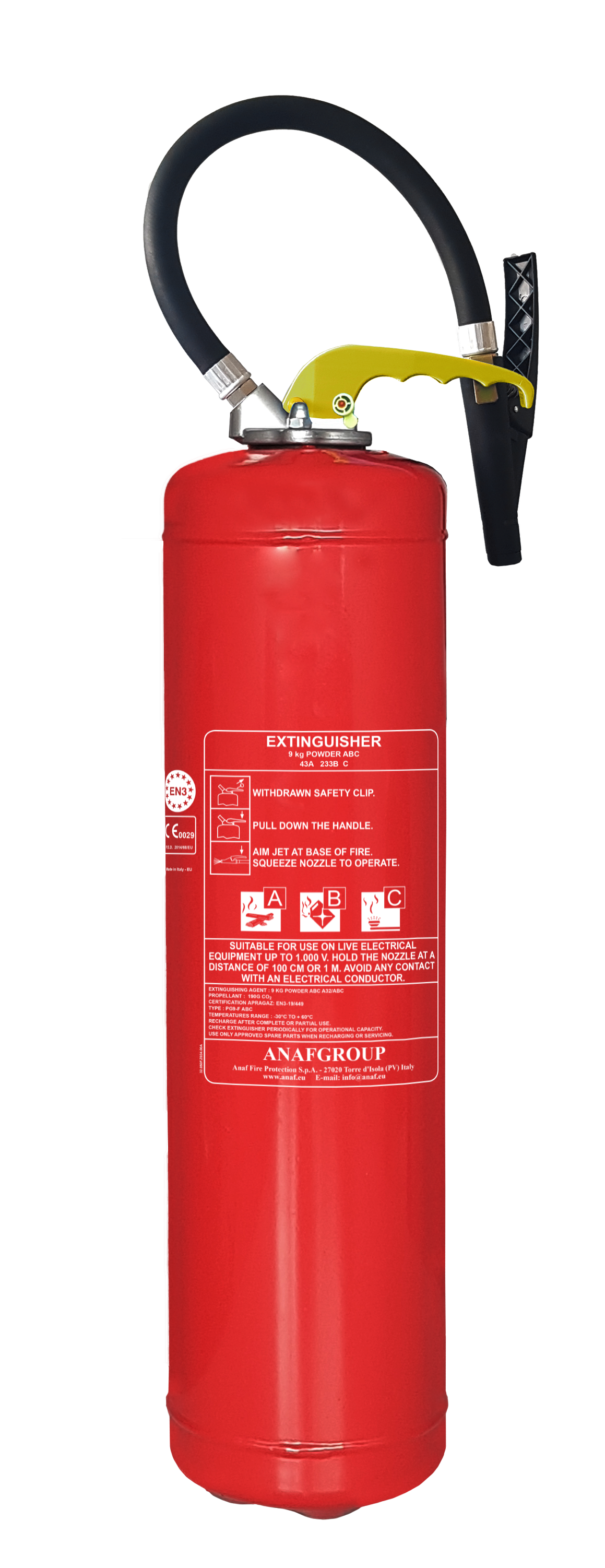Extincteur à poudre 9kg ABC pression auxiliaire NF ANAF PG9-F - FMCI Abidjan