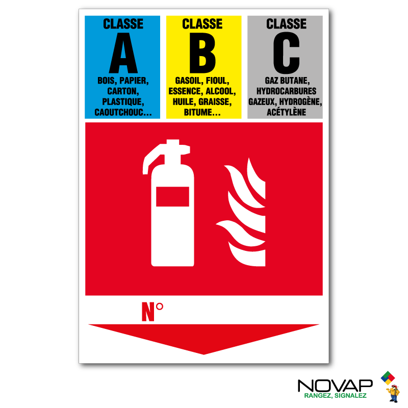 Panneau extincteur classe ABC rigide A5 NOVAP 4600390