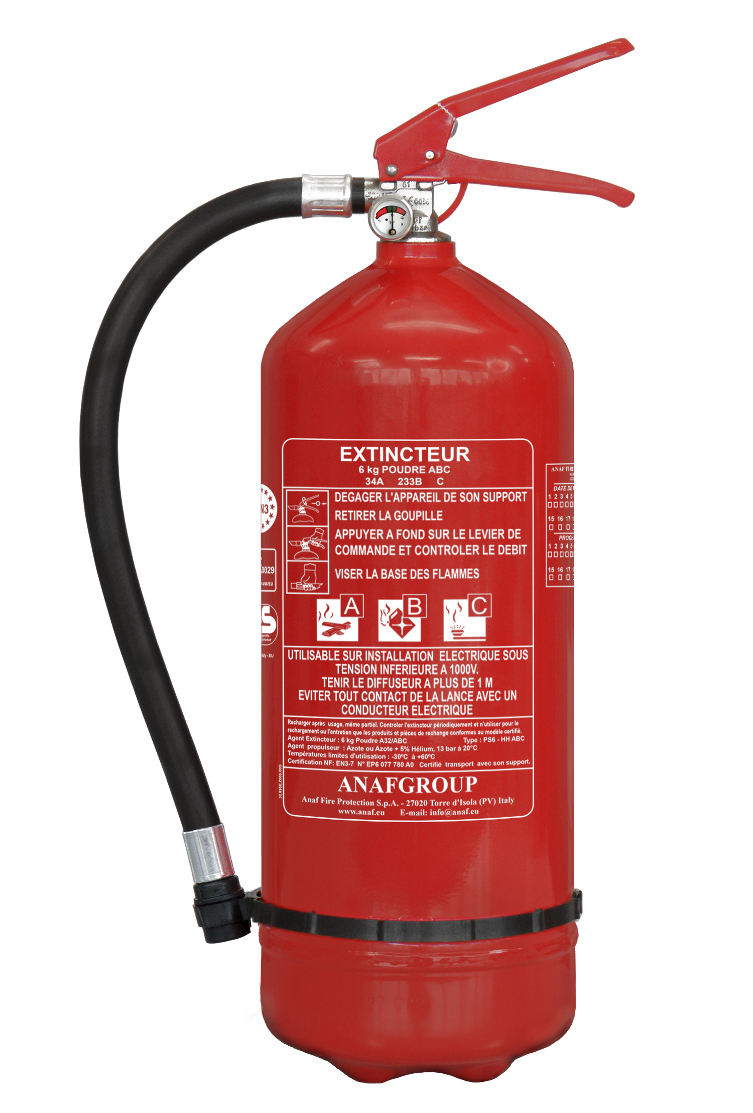 EXTINCTEUR A POUDRE MODELE 6KG ABC NF ANAF PRESSION PERMANENTE PS6-HH - Sécurité incendie | FMCI Côte d'Ivoire