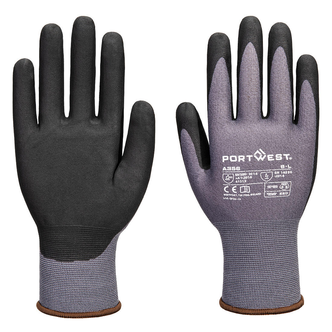 GANT ESD 15 NITRILE ESSENTIAL GRIS/NOIR PORTWEST A356 - Protection des mains | FMCI Côte d'Ivoire