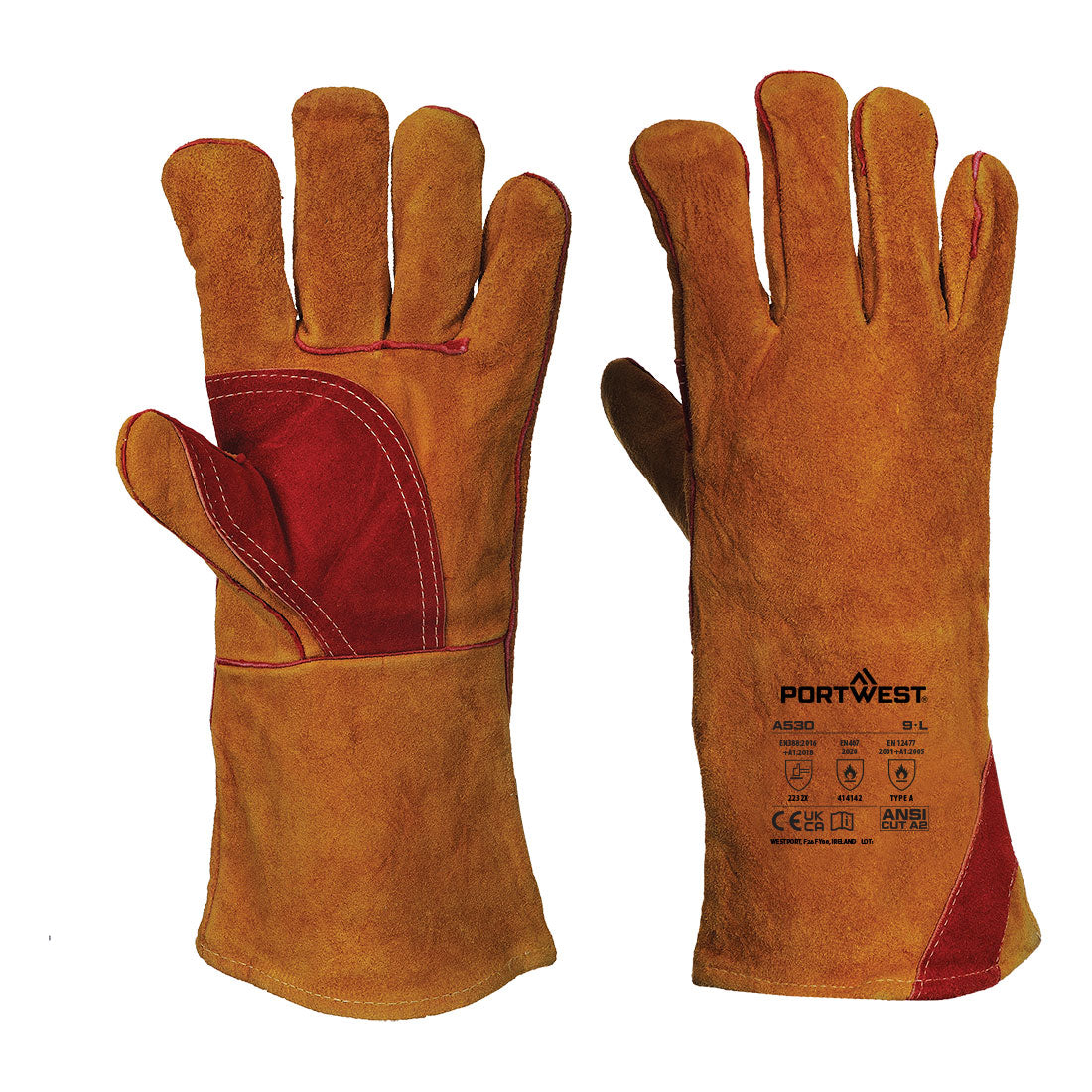 Gant de soudeur renforcé brun Portwest A530 pour la protection des mains chez FMCI Côte d'Ivoire