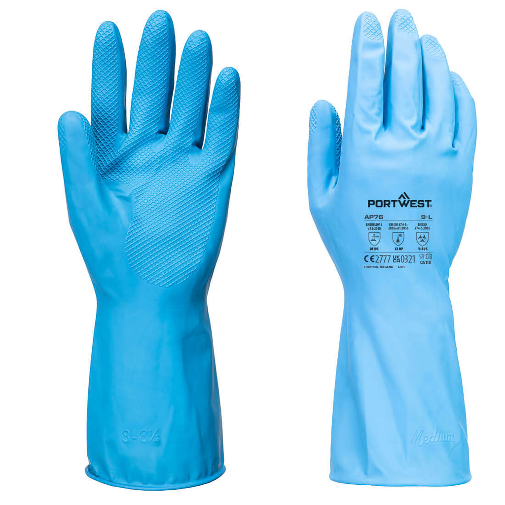 GANT DE PROTECTION FD CHIMIQUE B LATEX BLEU PORTWEST AP76