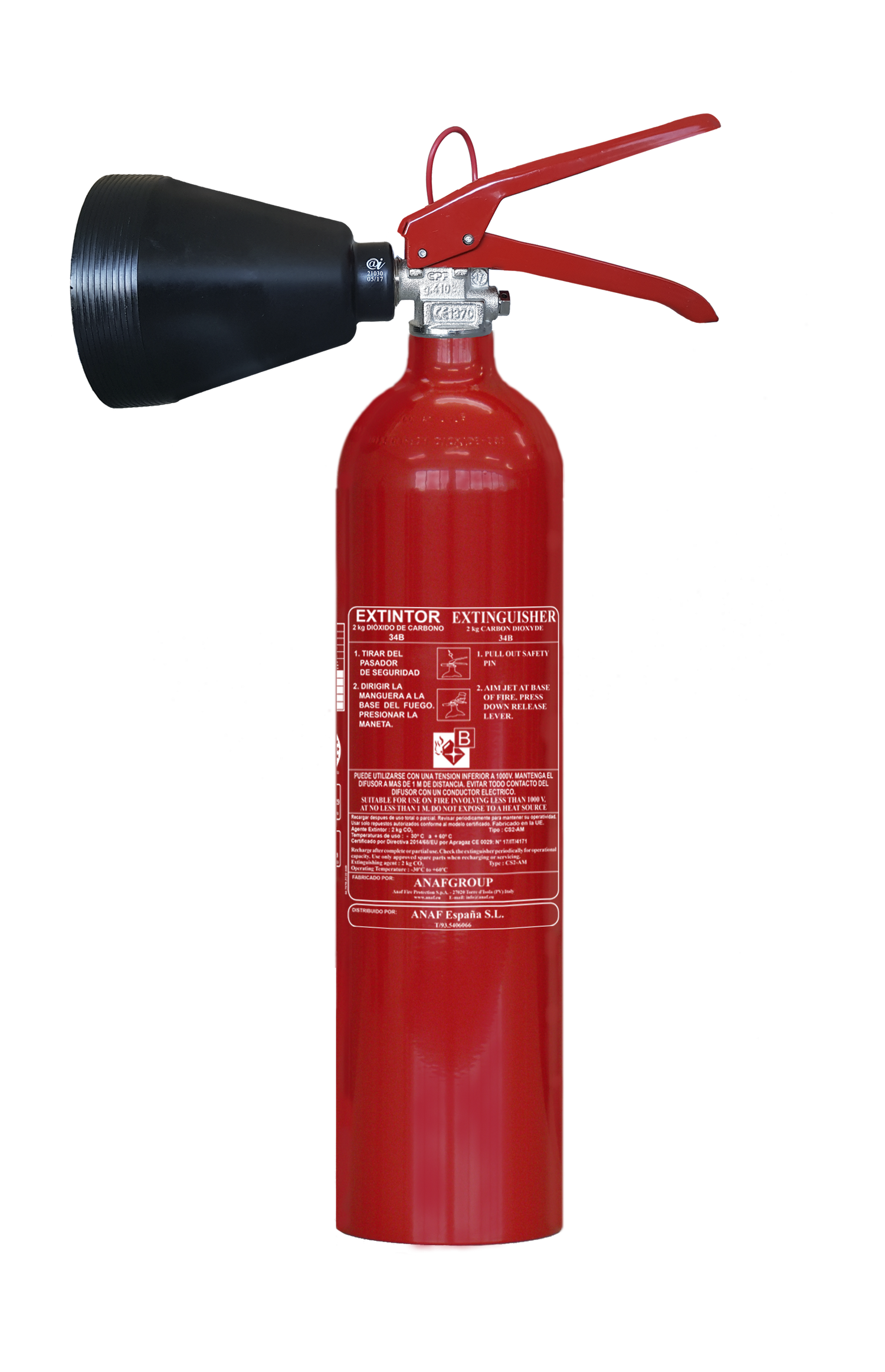 Extincteur CO2 2kg bouteille aluminium ANAF CS2-AM - FMCI Abidjan
