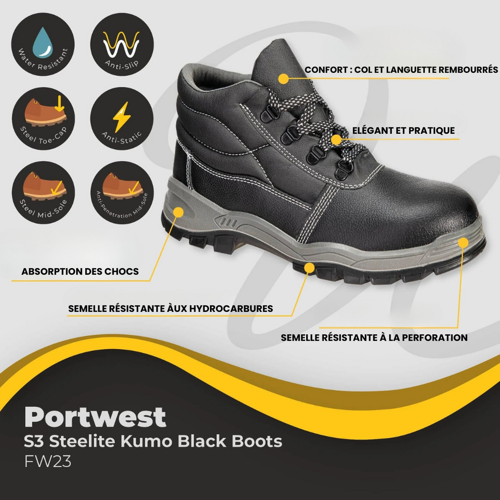 BRODEQUIN PORTWEST S3 SRC KUMO STEELITE NOIR FW23