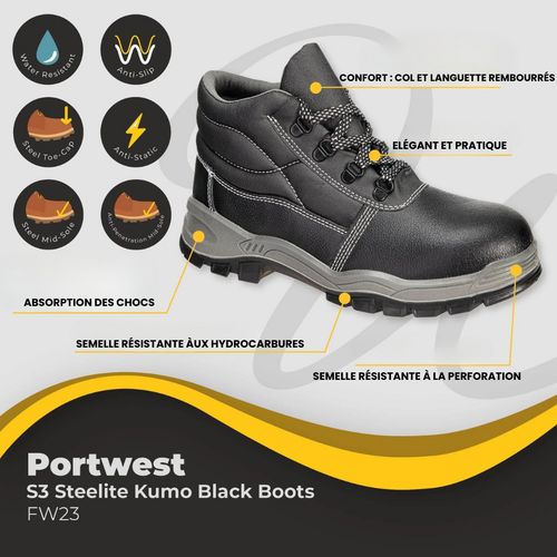 BRODEQUIN PORTWEST S3 SRC KUMO STEELITE NOIR FW23