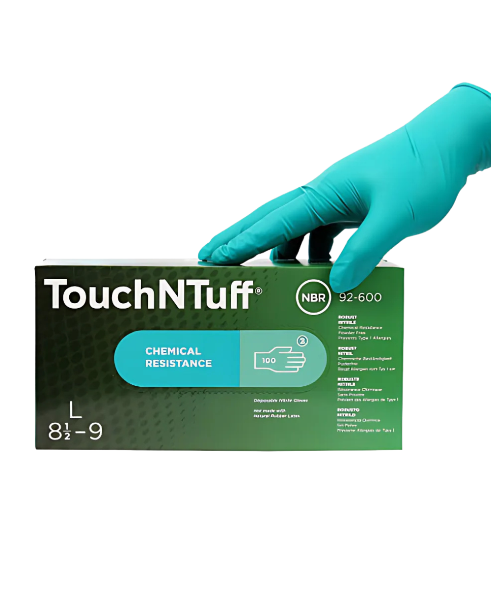 Gants chimiques jetables en nitrile vert Ansell TouchNTuff 92-600 - FMCI Abidjan

