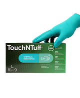 Gants chimiques jetables en nitrile vert Ansell TouchNTuff 92-600 - FMCI Abidjan
