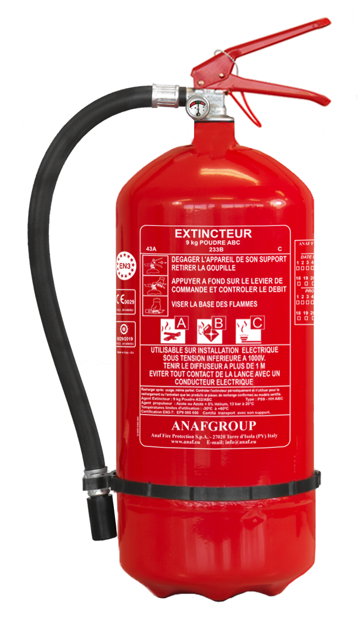 EXTINCTEUR A POUDRE MODELE 9KG ABC NF ANAF PRESSION PERMANENTE PS9-HH - Sécurité incendie | FMCI Côte d'Ivoire