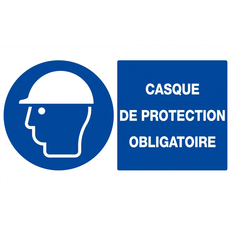 Panneau « Casque de protection obligatoire » – 330 × 200 mm – Réf. 621503
